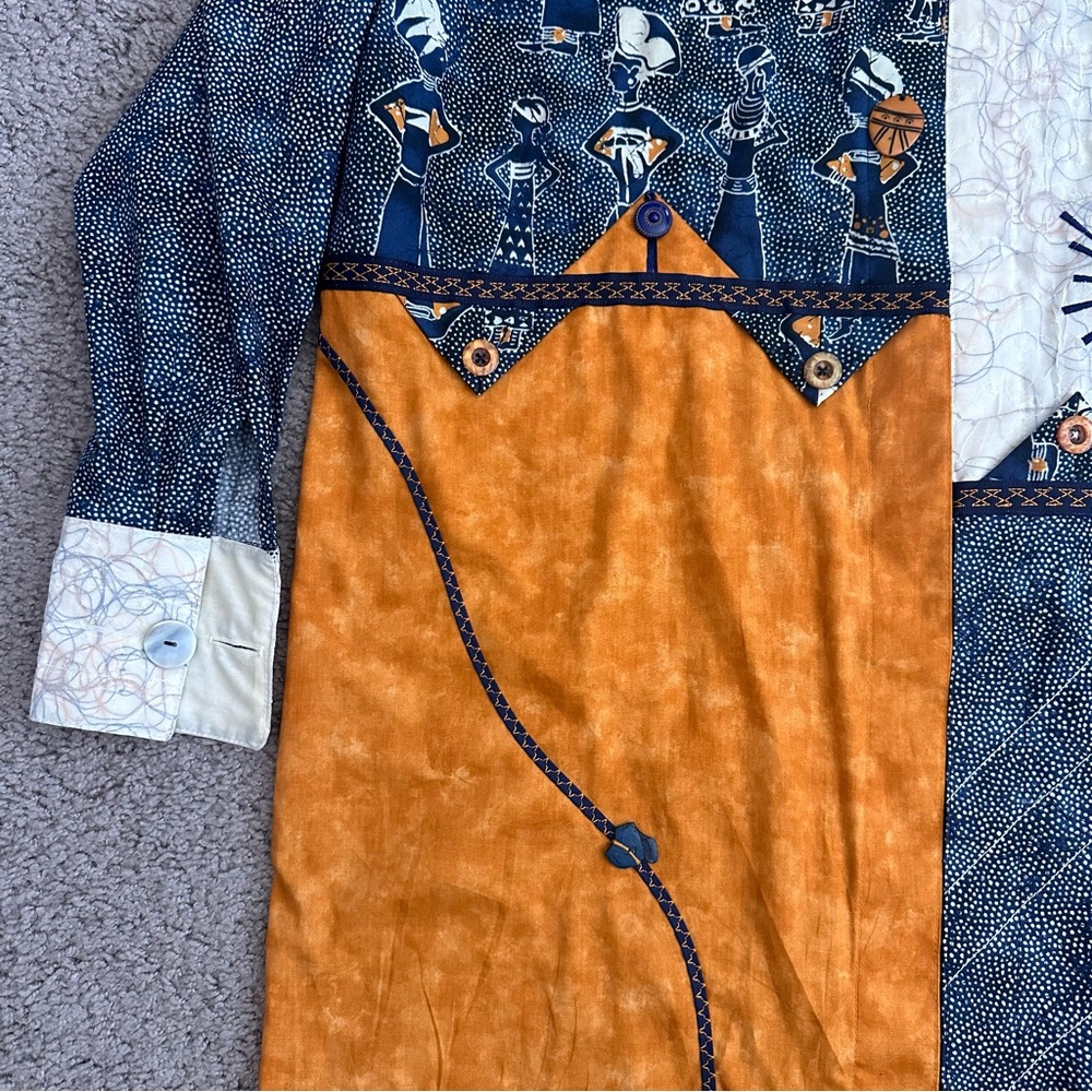 Patchwork Tunic Open Front Blazer - image 7